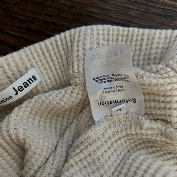 Reformation ivory Yale waffle set size large zip top size medium short - Picture 5 of 6